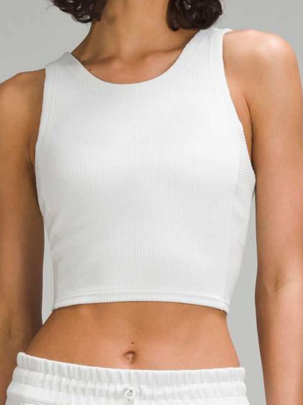 Lululemon Ribbed Softstreme Cropped Tank Top Light Vapor size 12